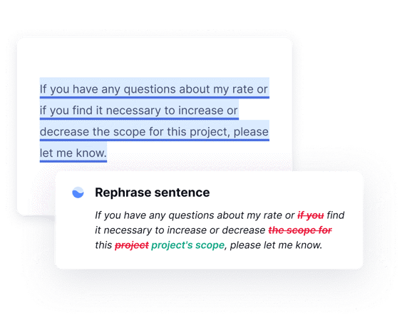 Example of how Grammarly rephrases sentences
